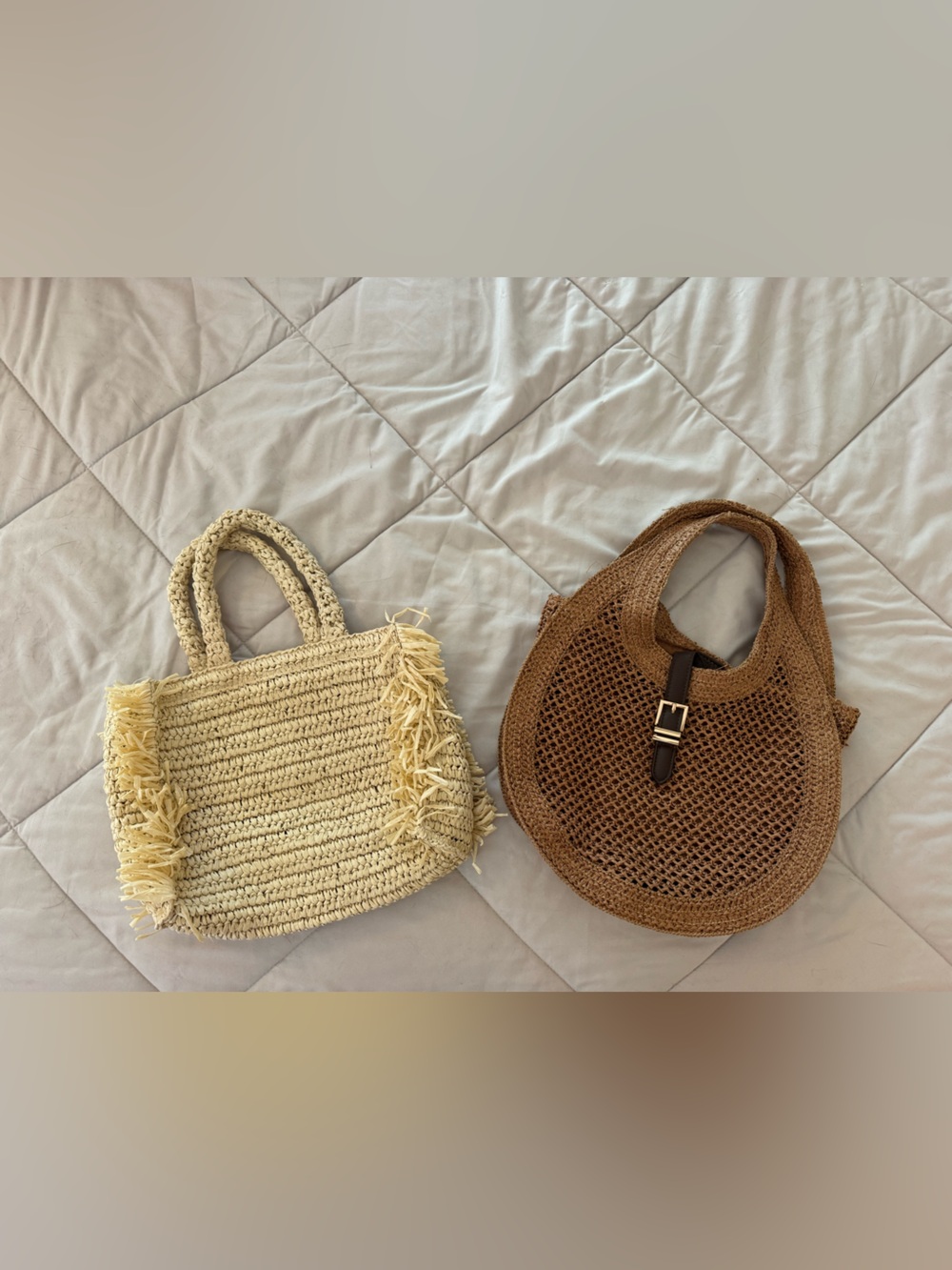 2 Beige Straw Tote Bags Target